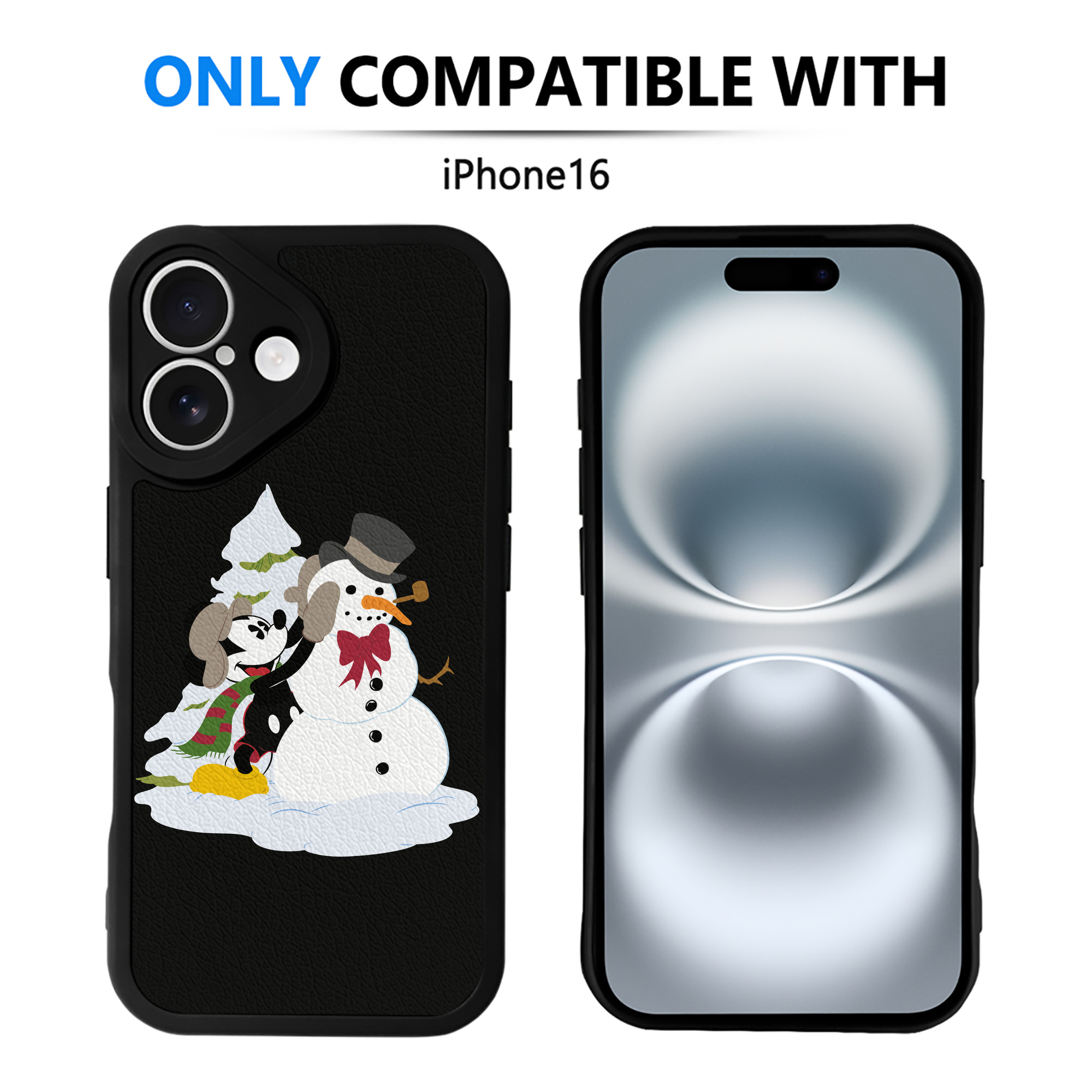 （画像用） ミッキーマウス Mickey Mouse 【iPhone 16シリーズ対応】シリコンスマホケース（レザー調） 材質：シリコン